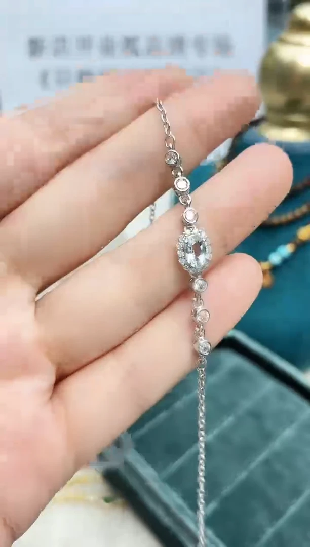 银S925镶嵌手链海蓝宝石327ZB1207产品一个（多样性）