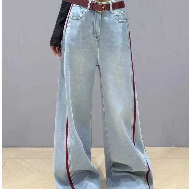 翌熙冬季款牛仔裤韩版加绒加厚潮牌牛仔直筒裤F97250923不配腰带