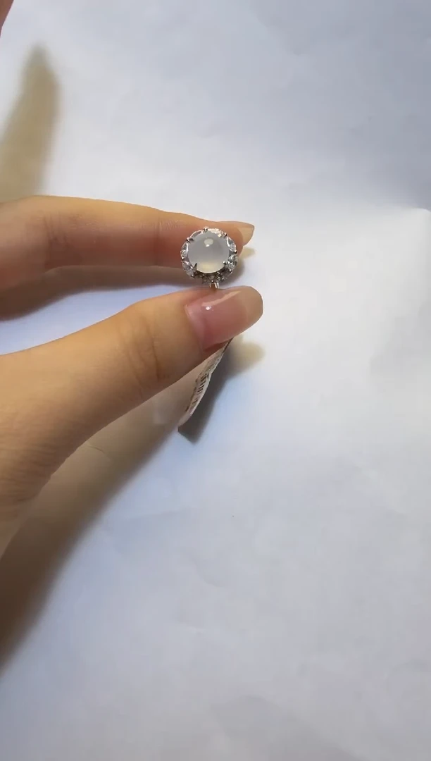 银S925镶嵌戒指翡翠925银镶缅甸A货翡翠戒指