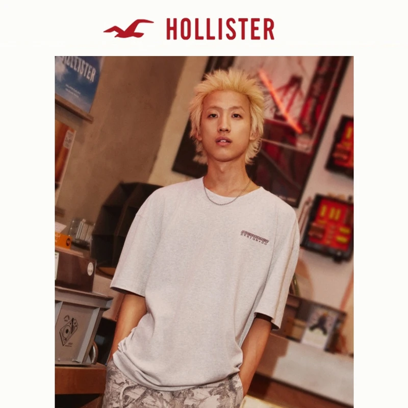 Hollister25夏季经典LOGO棉质短袖T恤男装女装323-5368