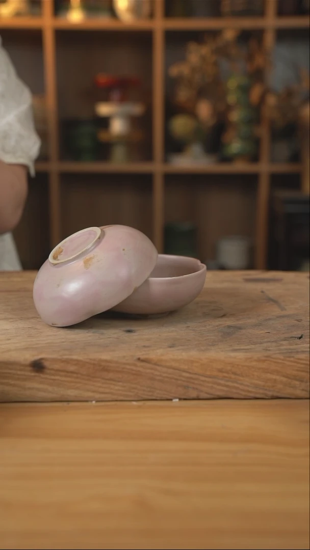 粉色系列的花口米饭碗2个