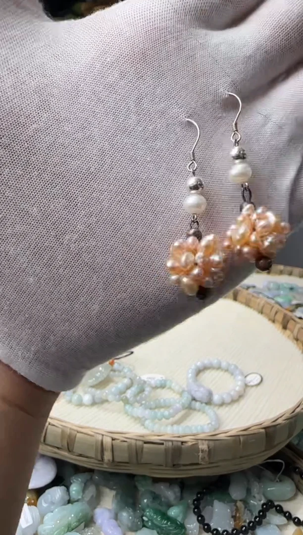 未镶嵌挂件翡翠耳饰珍 珠