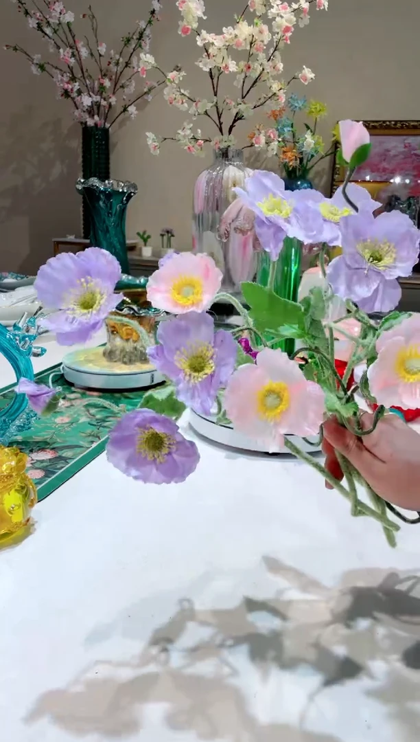 【闪购商品】琉璃手工艺品   2紫+1粉 花花