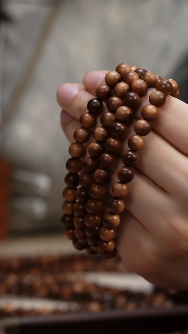 檀香木手串/手链L*老山檀香0.8圆珠多圈108颗沉水留疤