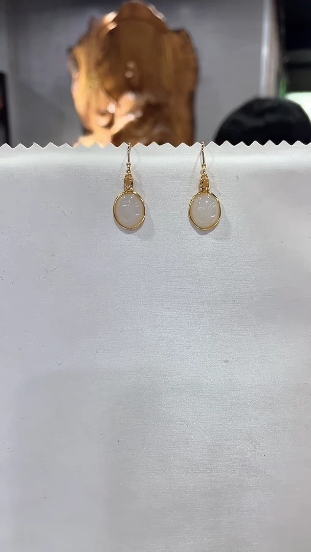 银S925镶嵌和田玉耳环31（多样性发一）