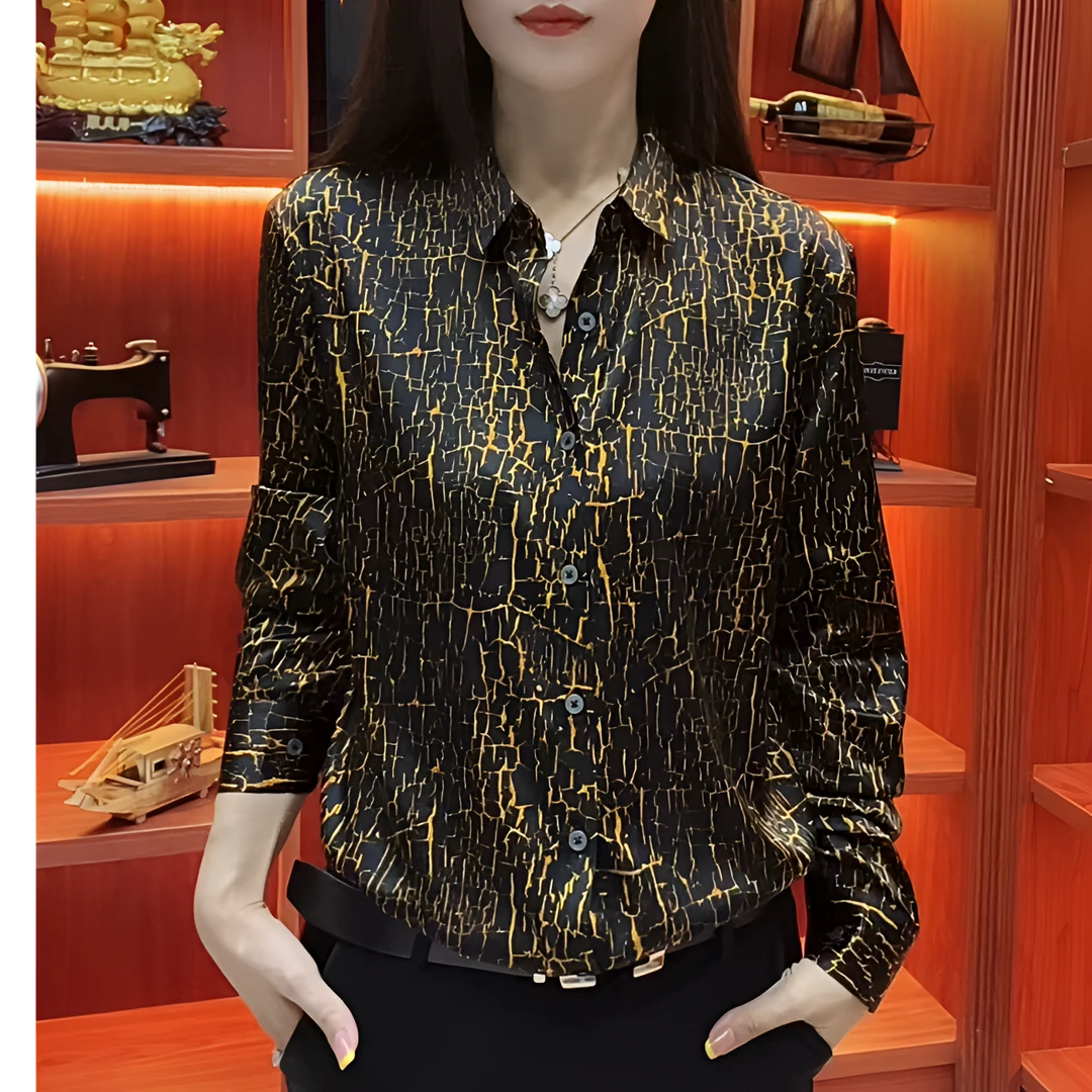 HFJQ桑蚕丝新款男士轻奢高端长袖衬衫商务通勤出游衬衣99959）