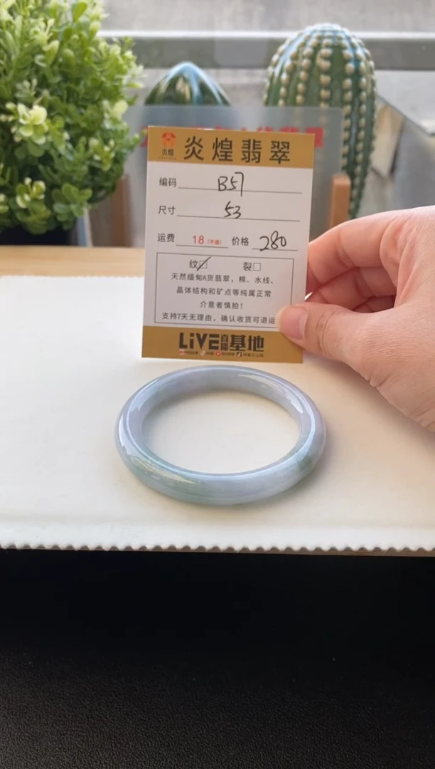 未镶嵌手镯翡翠圈口53.1编码b57