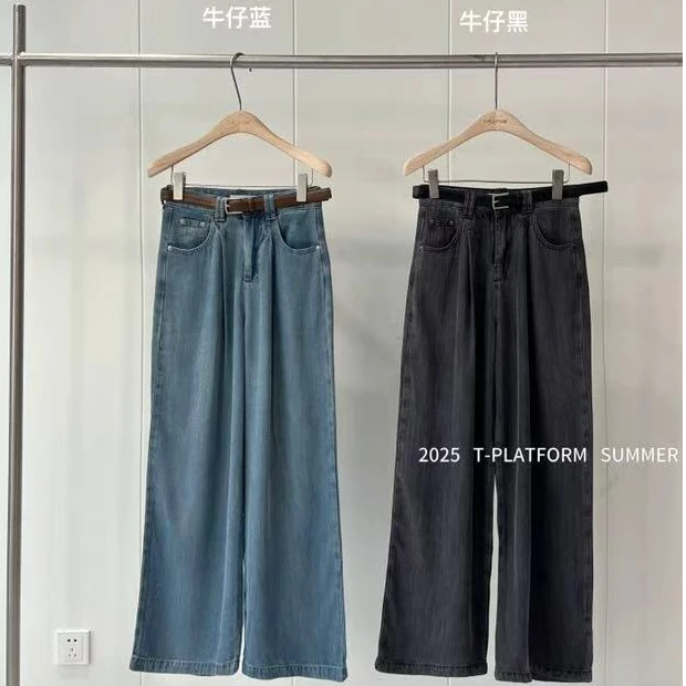 十三行T台-夏季福秒直筒百搭牛仔裤#25365