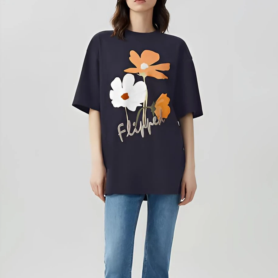 商场同款2025夏季新款圆领趣味兔子印花宽松短袖T恤女上衣A301187