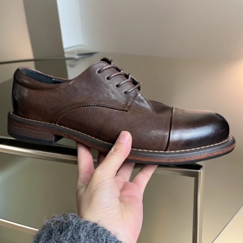 英伦风手工圆头皮鞋牛津鞋男士黑色新郎结婚鞋男商务正装真皮透气