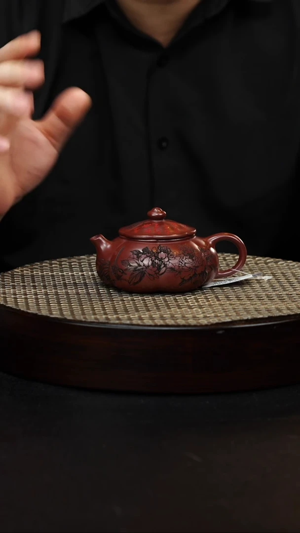 茶壶紫砂宜兴紫砂 筋纹寒江 龙血砂 周昌兰h015