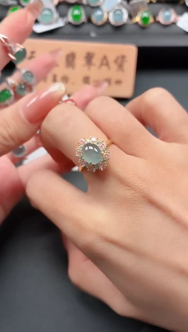 银S925镶嵌戒指翡翠111