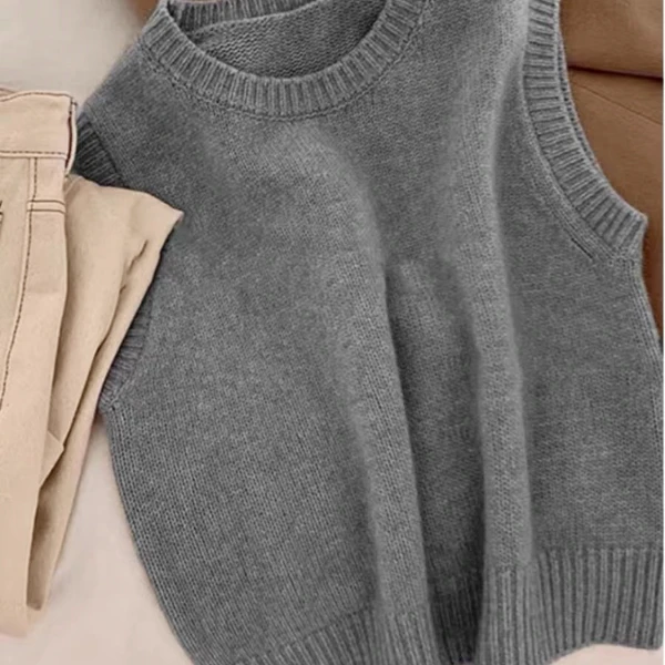 新款纯色小背心针织马甲女格雷系套头韩版圆领毛衣外穿马甲女款