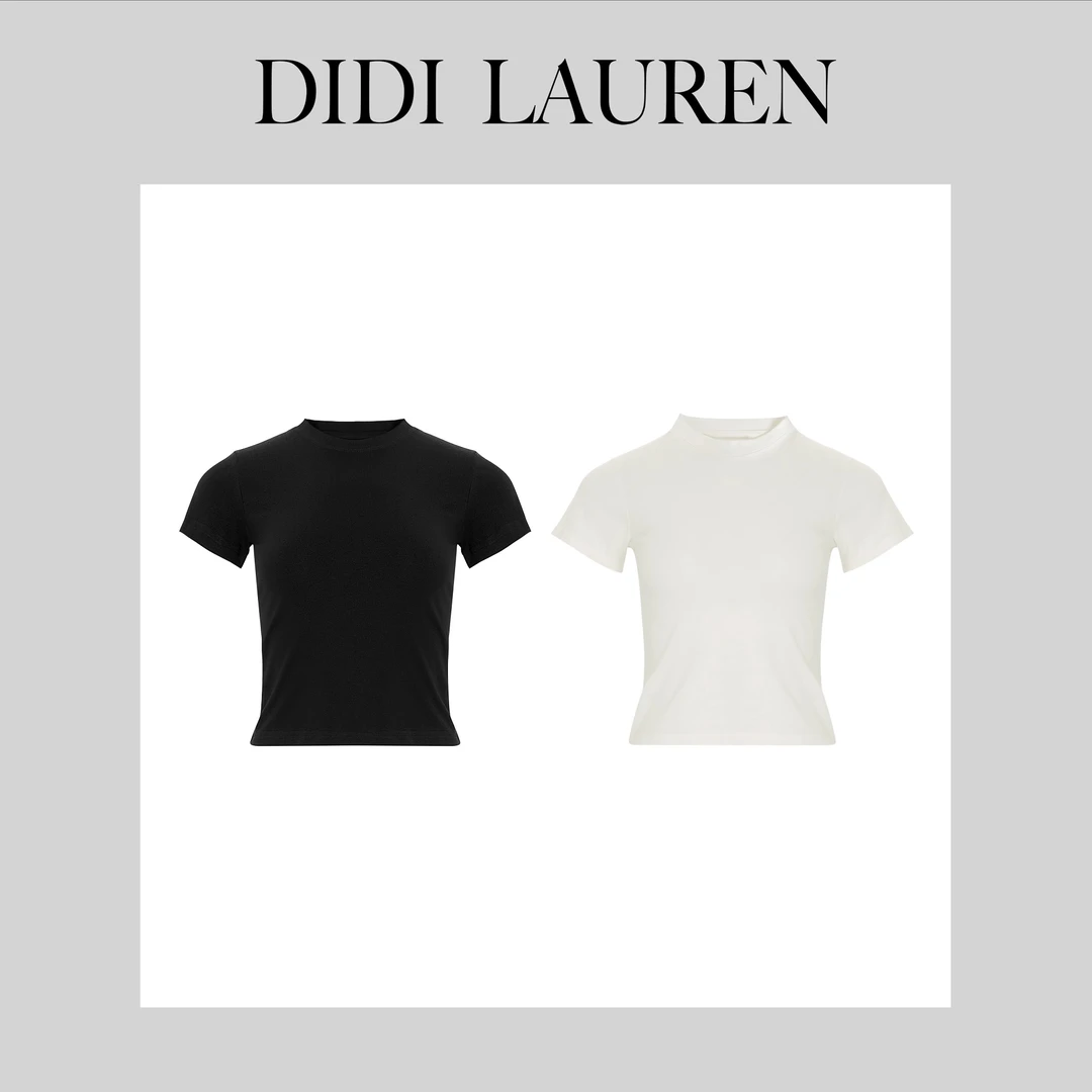 DIDI LAUREN“艺术生”气质简约刺绣款圆领T恤