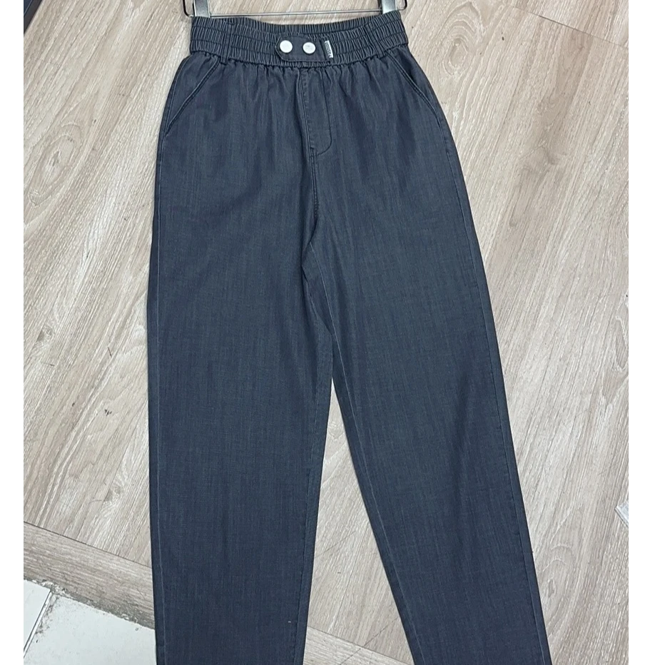 YK329711蓝色直筒百搭休闲宽松松紧腰老爹裤