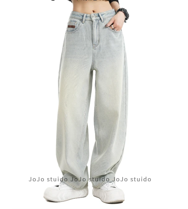 [FAE28005-2DW]牛仔裤冬季休闲阔腿堆堆裤牛仔裤