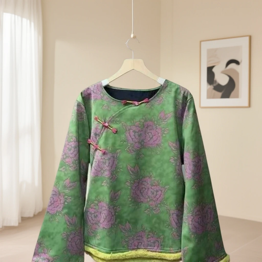 1583国色天香上衣妈妈装高贵新款妈妈装洋气收腰过膝法式