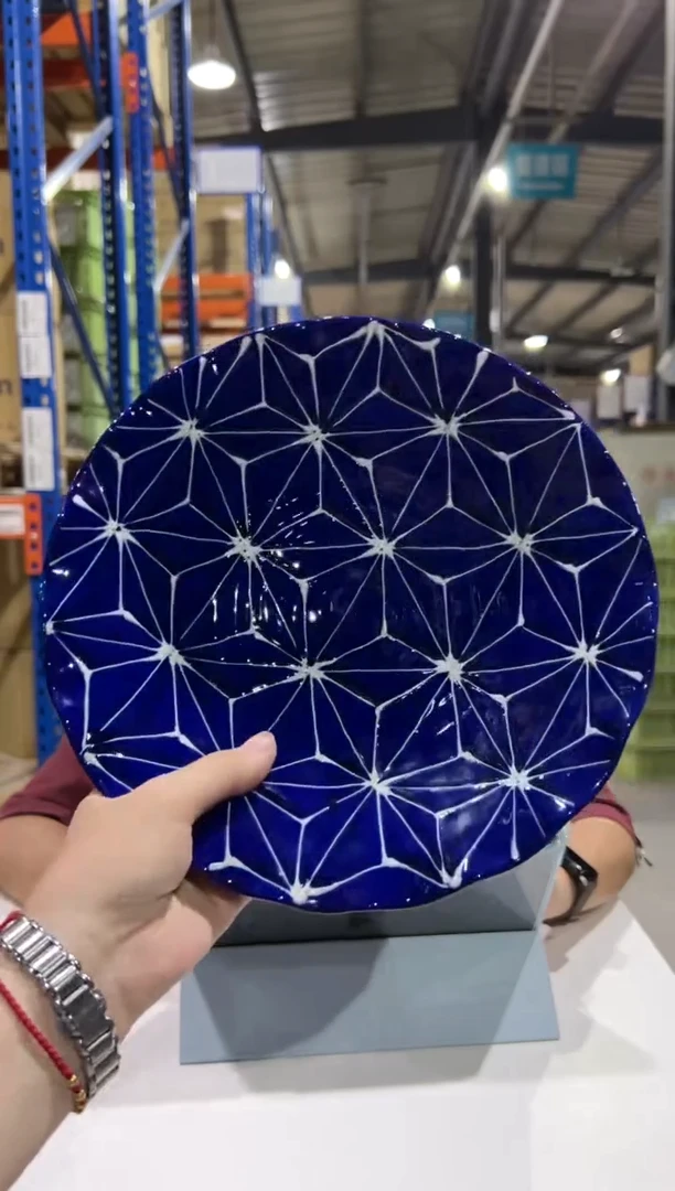 瓷(D)琉璃 波渕多用皿 麻の葉