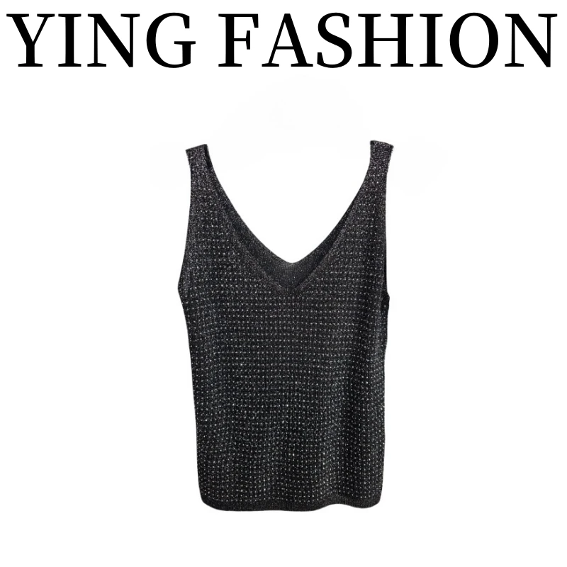 【YING FASHION】莹老板-时尚气质显瘦百搭亮钻背心
