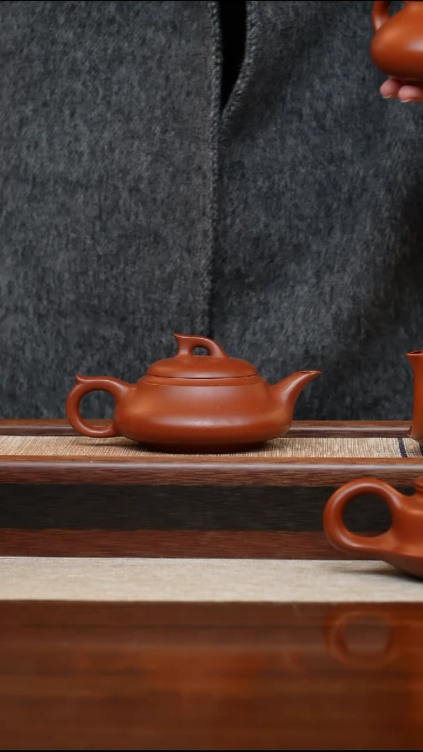 朱泥一帆风顺200cc宜兴手工紫砂壶