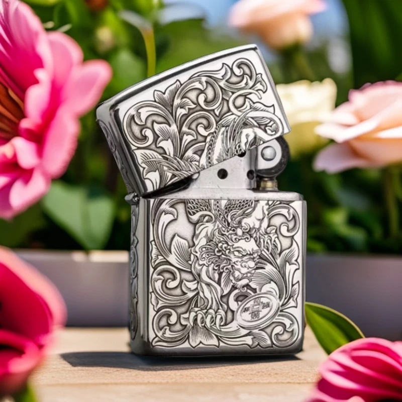 【老李推荐】zippo打火机财色双收925银盔甲五面精雕DYJ1