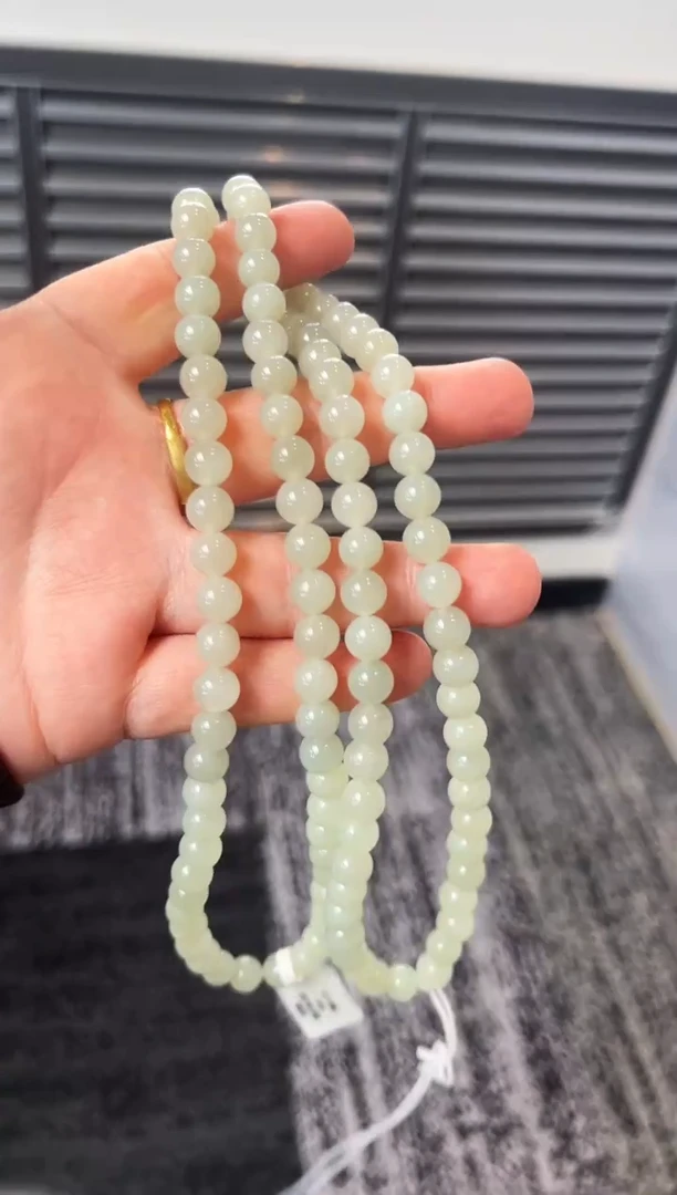 项链未镶嵌和田玉近矿青白玉项链卡8