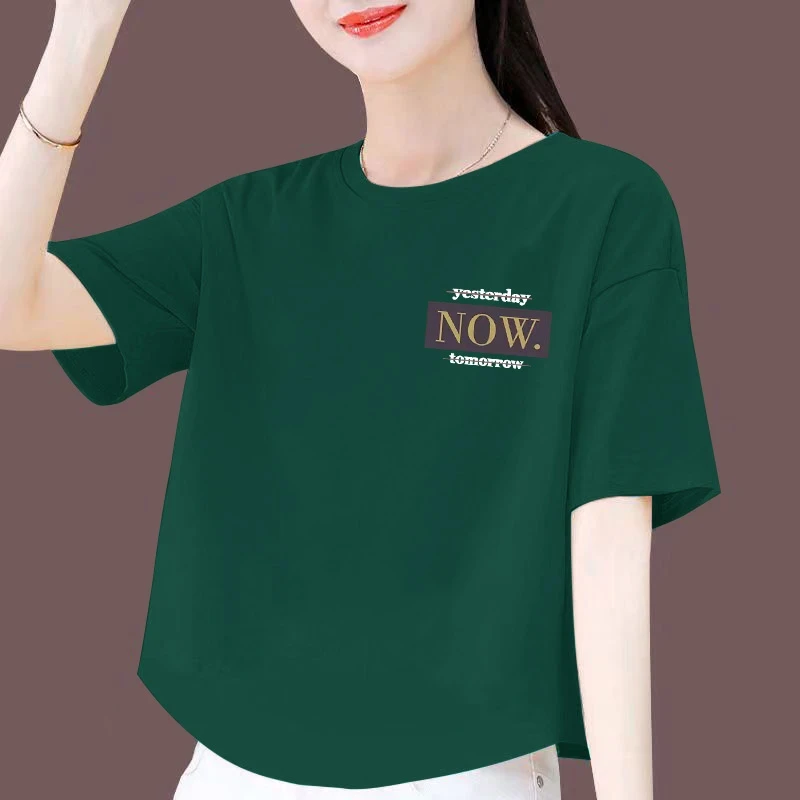 上衣纯棉100宽松减龄2025女t袖短恤新款短款宽松小个子半袖女夏季