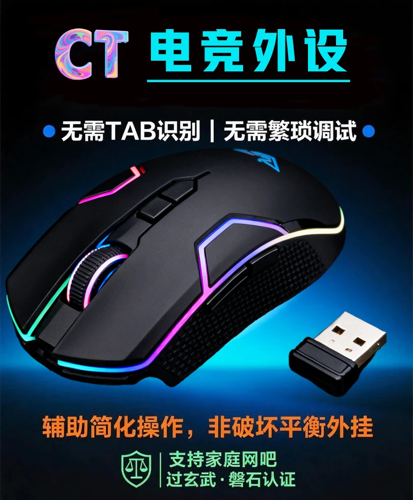 CT电竞外设吃鸡绝地求生排位压枪鼠标游戏连点办公通用有线鼠标u