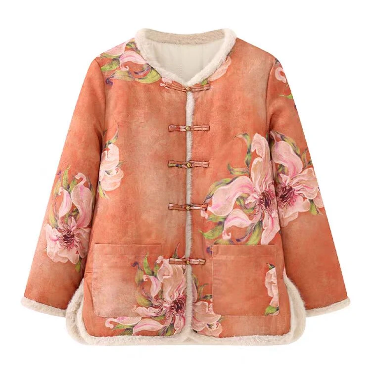 新中式国风加棉加厚冬季外套年轻花色百搭棉服