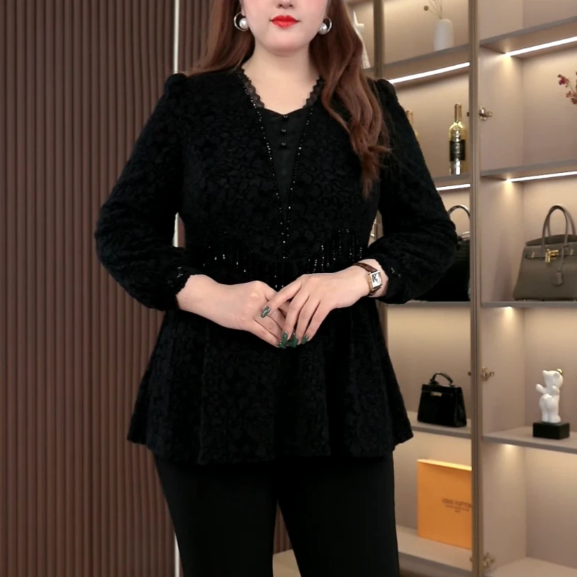 定制大码女装秋冬新款时尚精致显瘦百搭加绒上衣ZSX25A0607