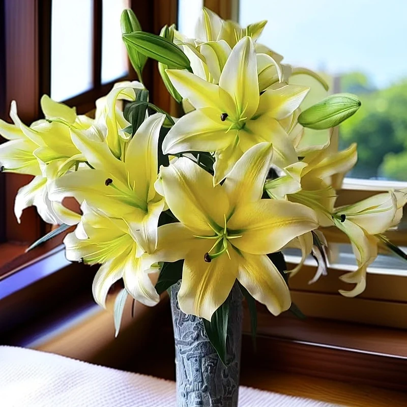 【jst】 三头黄天霸百合鲜花 云南鲜花 顺丰包邮