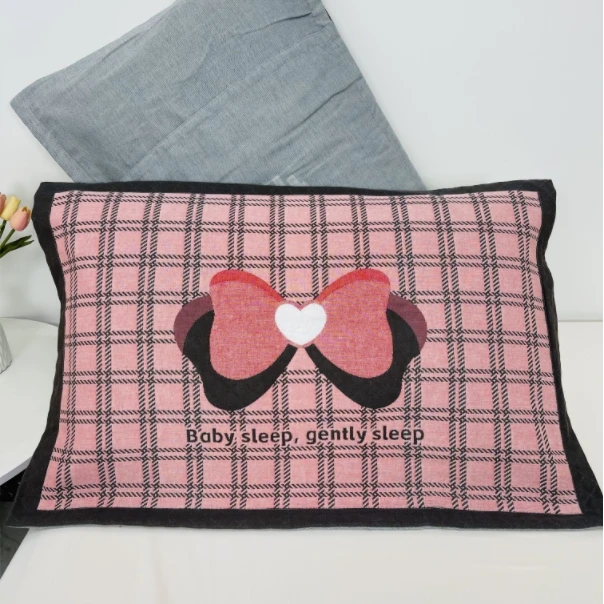 粉色蝴蝶结纯棉卡通轻奢枕套