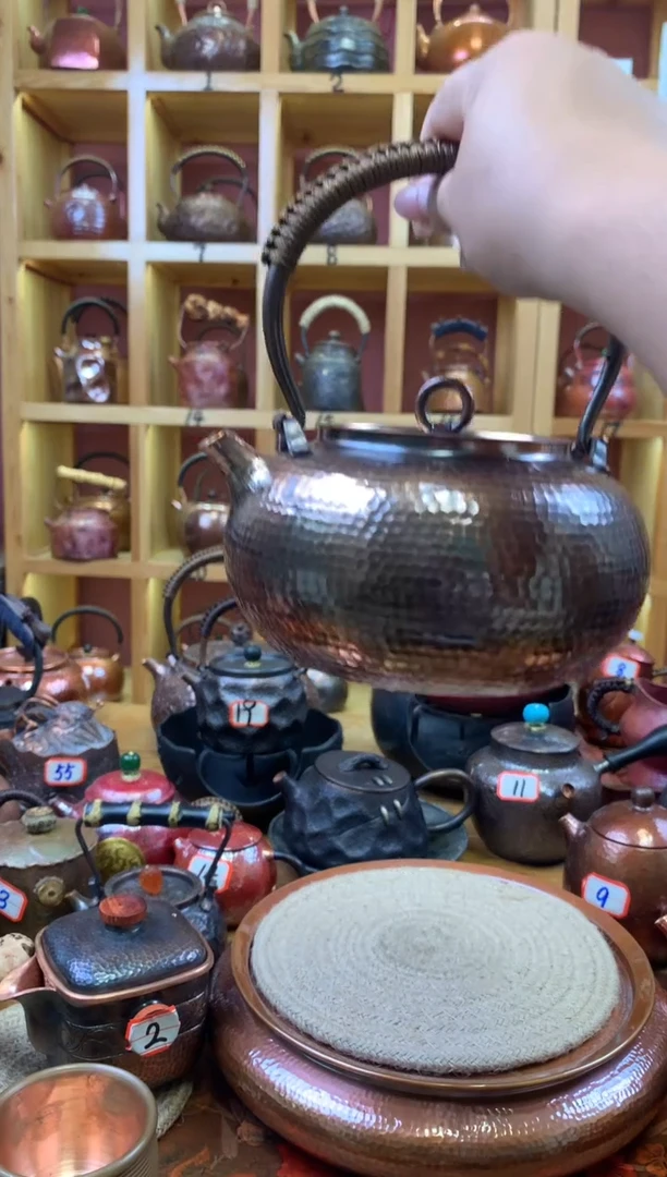 紫铜做旧北村圆环提梁壶