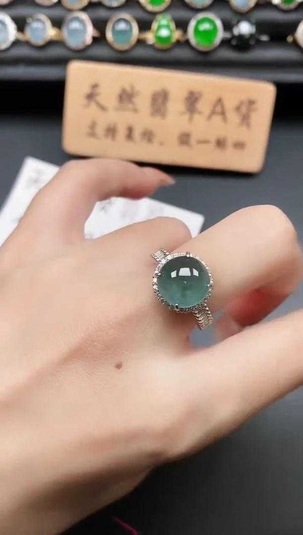 银S925镶嵌戒指翡翠1