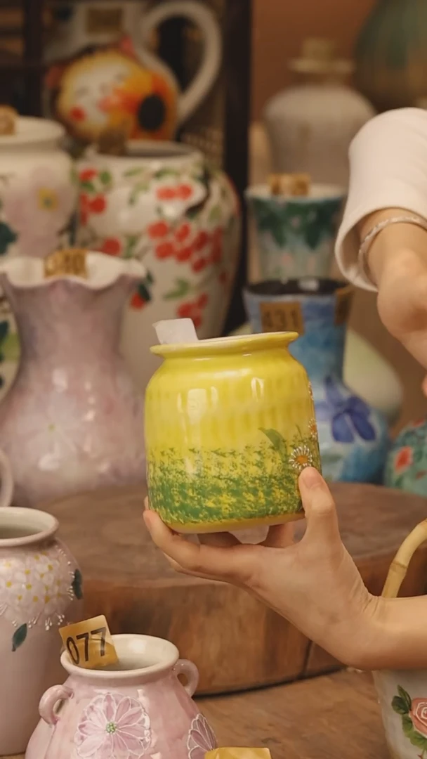 陶瓷景德镇设计师手作花器摆件侘寂风@M268@