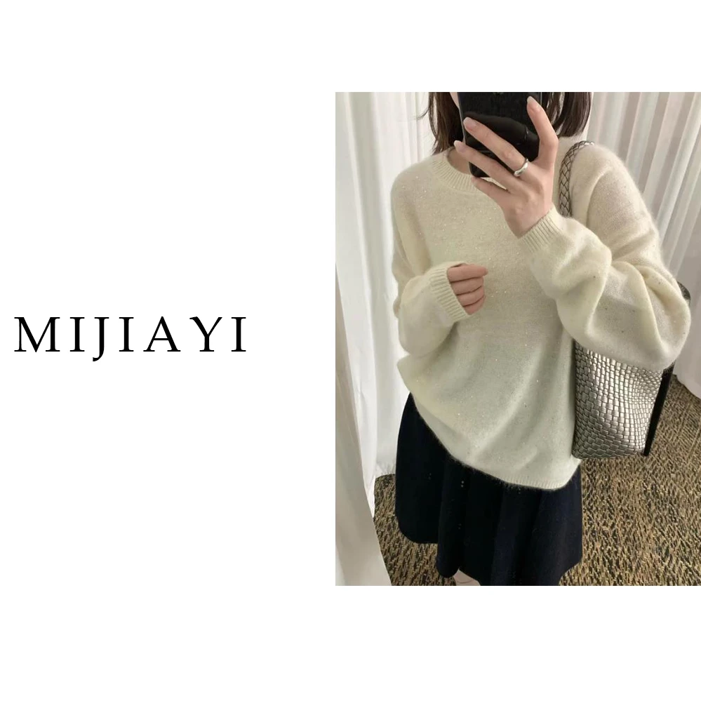 /闪糯绒衫/~羊毛羊绒【衣长61胸围114】亮片毛绒套头 YJ25660