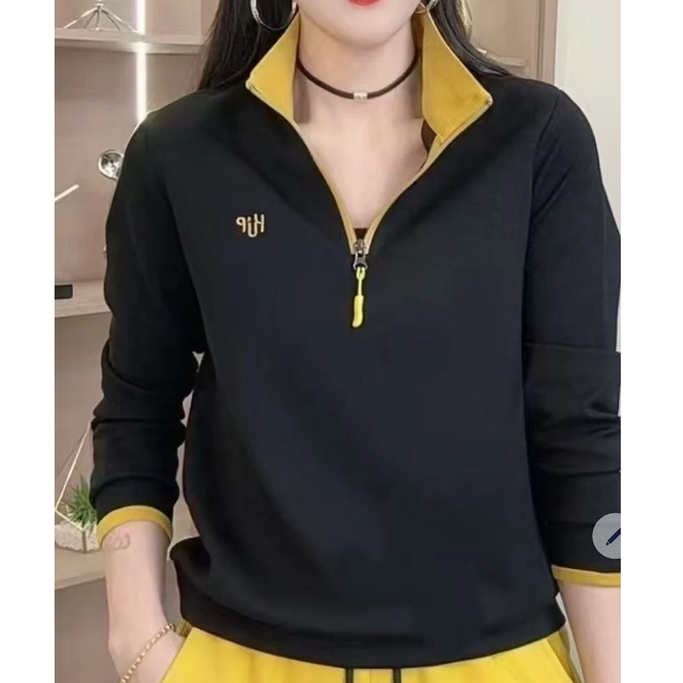 Y806春款半身拉链卫衣