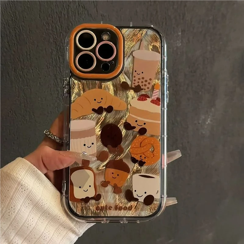 适用苹果15/16可爱的牛角包蛋糕壳小米15/14新款华为Pura80Mate70