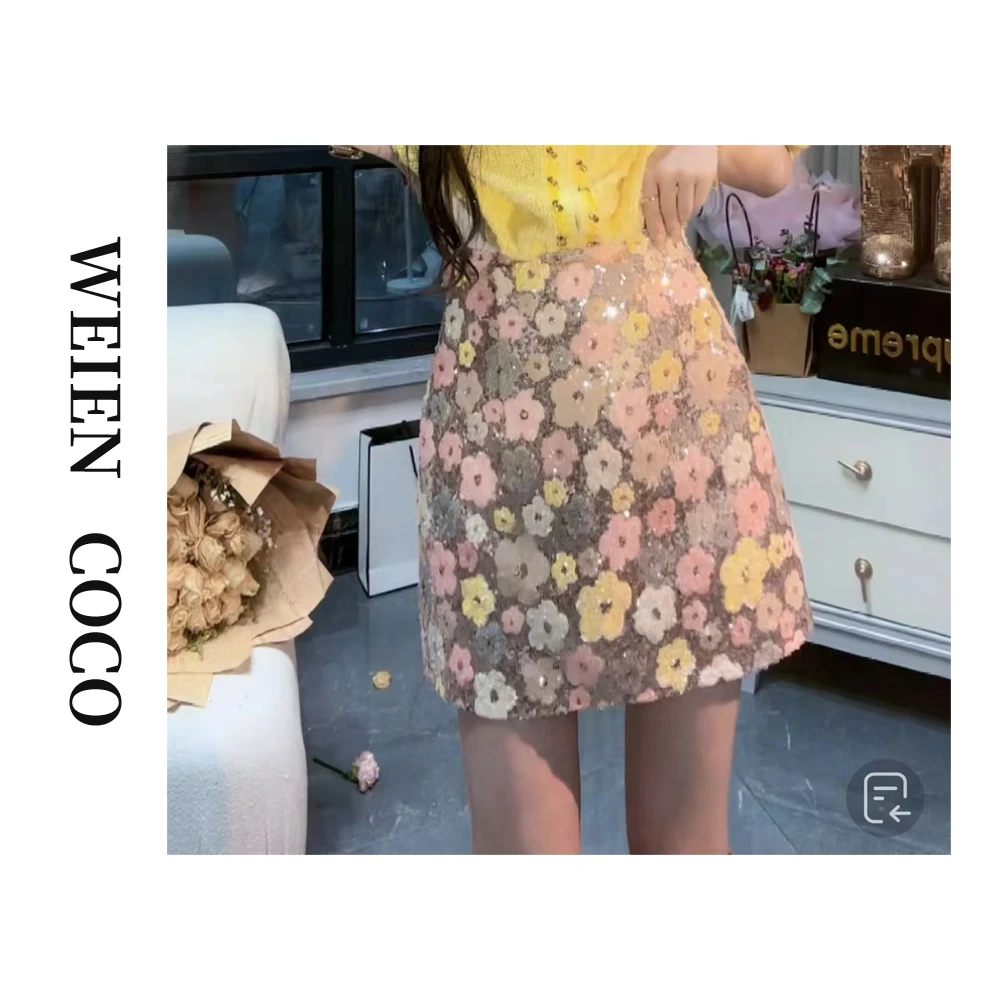 【丝沐服装】花团锦簇短裙显瘦半身裙气质高腰女士休闲半身裙K0672
