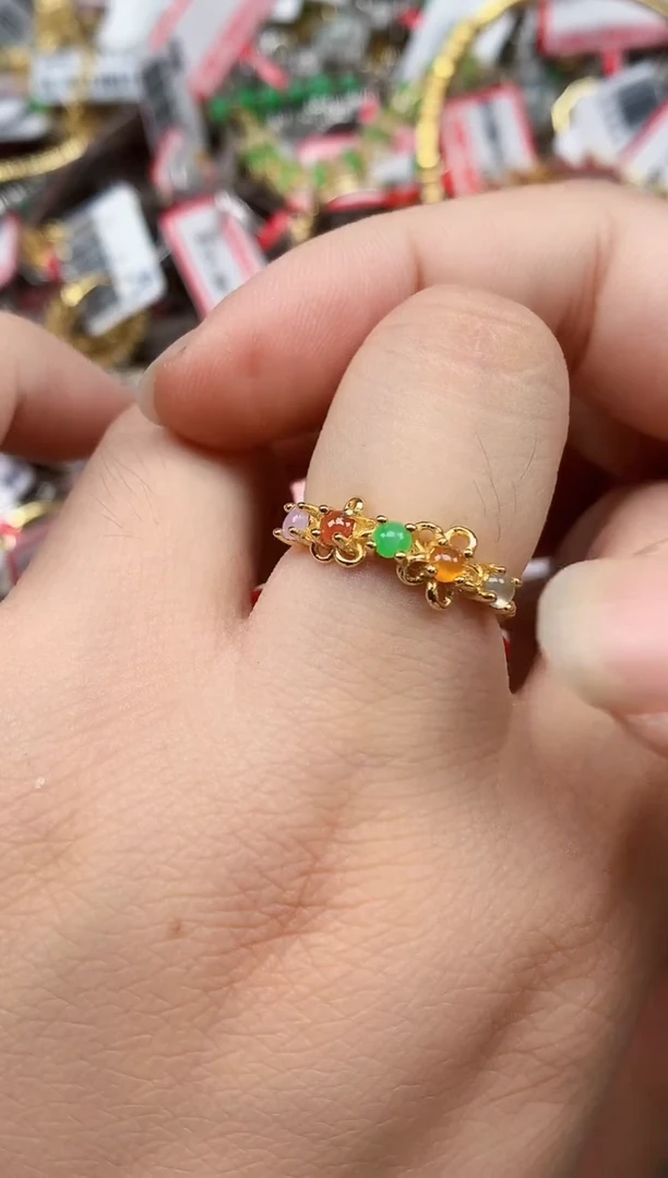 银S925镶嵌戒指翡翠天然A货缅甸翡翠