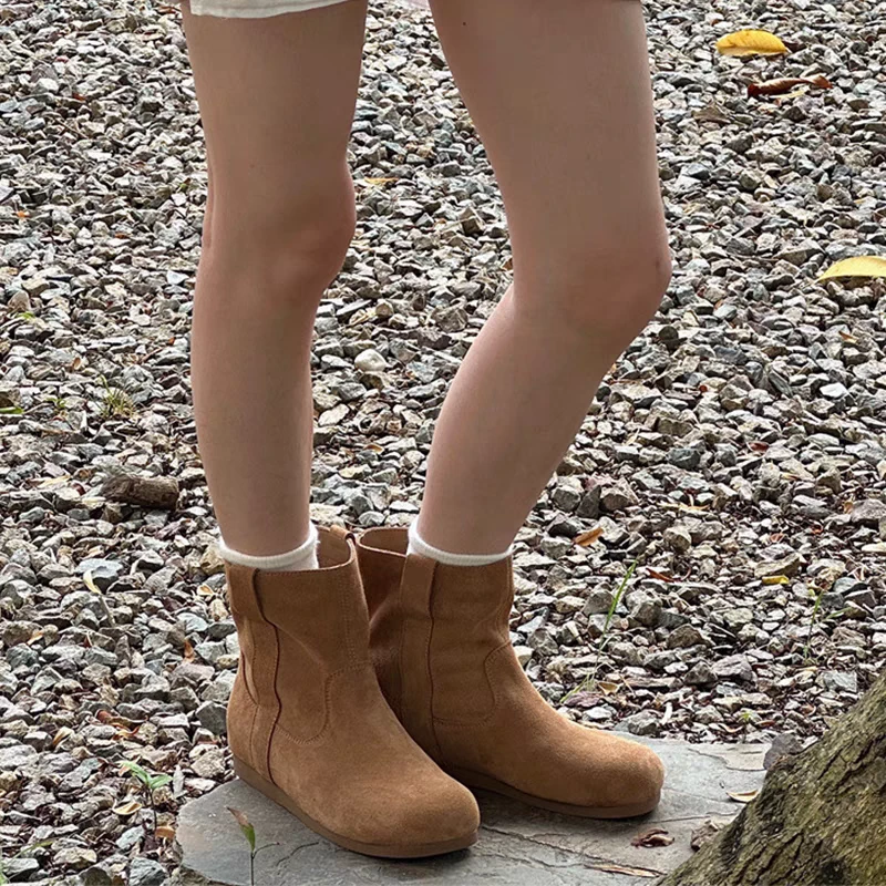 复古慵懒风短靴女2024秋冬新款软底勃肯显瘦堆堆靴马丁靴12969