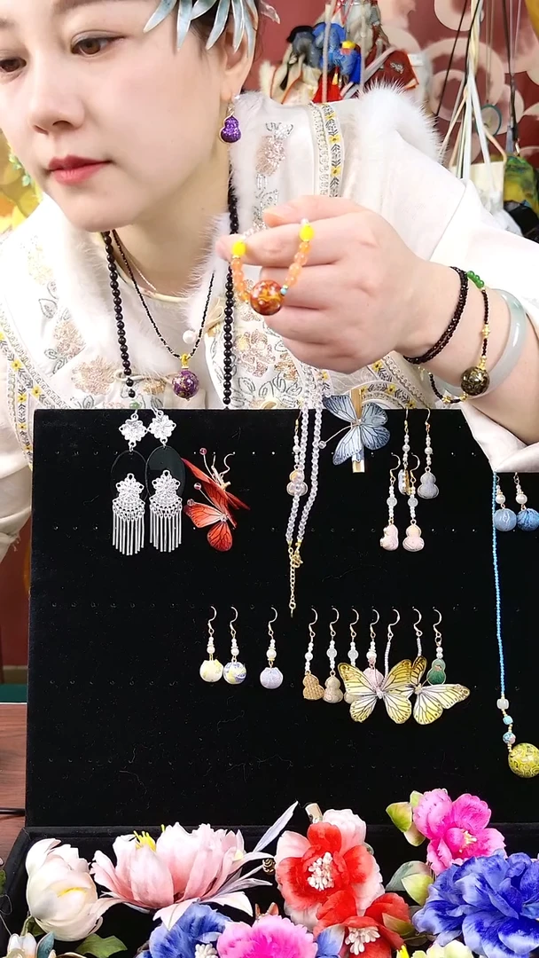 纯铜合金琉璃非遗绒花好美