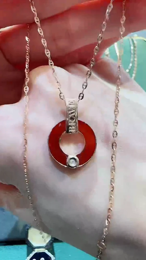 【闪购商品】玛瑙/玉髓吊坠(不含链)18K金镶嵌18K金钻石铜钱吊坠