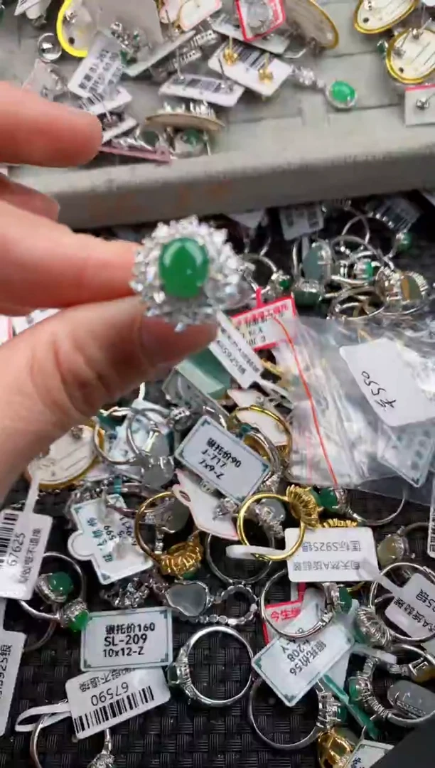 银S925镶嵌戒指翡翠44444   4