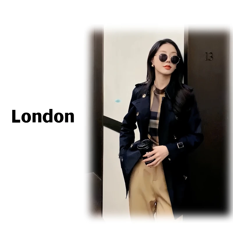 【粉丝福利】英伦时尚百搭风衣外套气质短款女士春秋双排扣127507