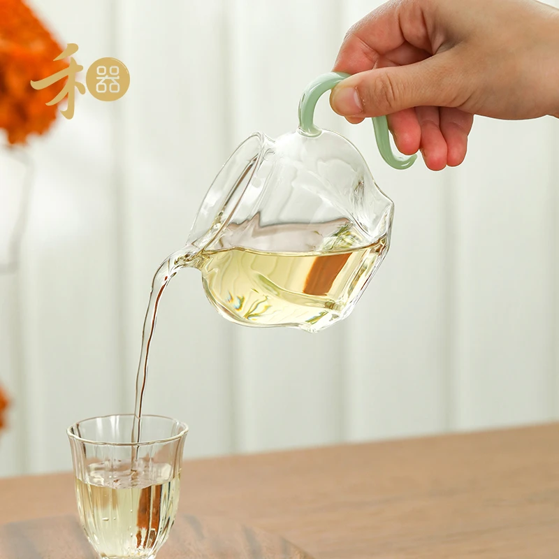 禾器晶彩·玺然茶海 手工公道杯 高档耐热防烫玻璃分六棱茶器具茶