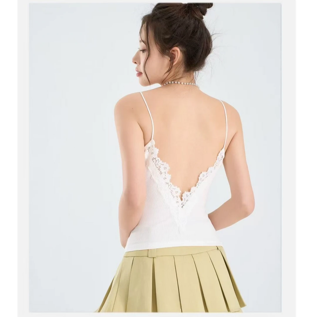 【美背】米璐公主w062花边背心｜仙女必备后背V领时尚百搭吊带