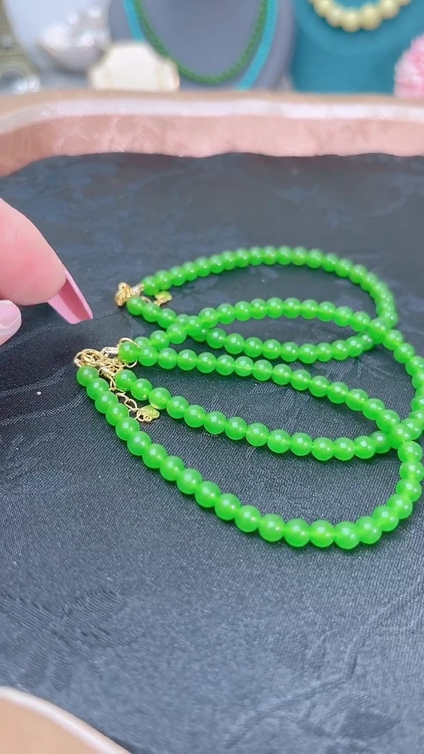 手链银S925镶嵌和田玉（碧玉）圆39