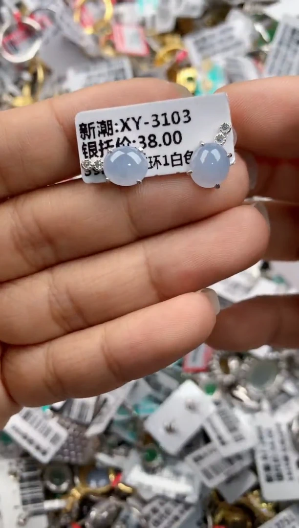 银S925镶嵌戒指翡翠333---1