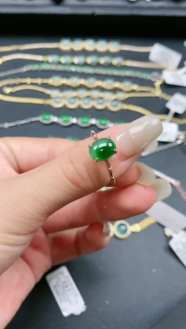 翡翠戒指银S925镶嵌1111